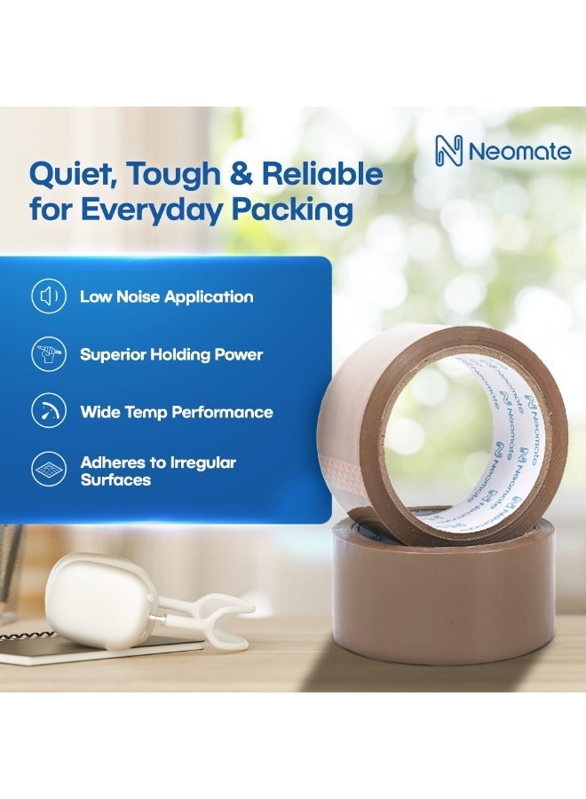 Neomate Low Noise Brown BOPP Packaging Tape | 48mm x 50m, Pack of 2 |Heavy-Duty Durable Tan Tape for Packaging, DIY - Image 3